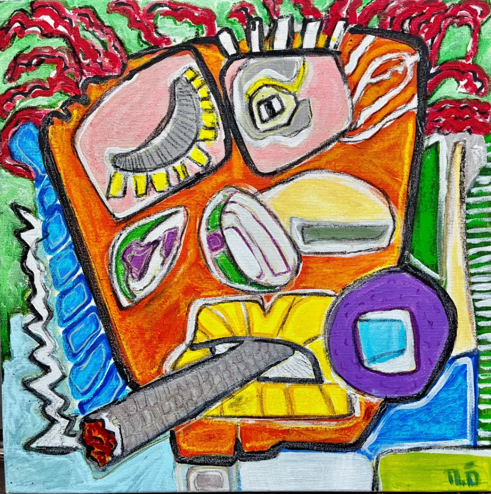 Untitled – 40 X 40 mixed media on canvas, 2025. Painting by Nilüfer Örel.