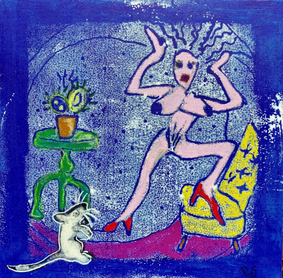 Untitled – 40 X 40 Mixed media on canvas, 2025. Painting by Nilüfer Örel.