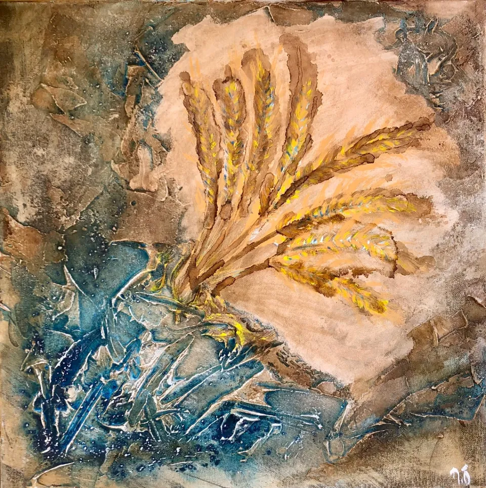No title – 40 X 40 Mixed media on canvas, 2023. Painting by Nilüfer Örel.
