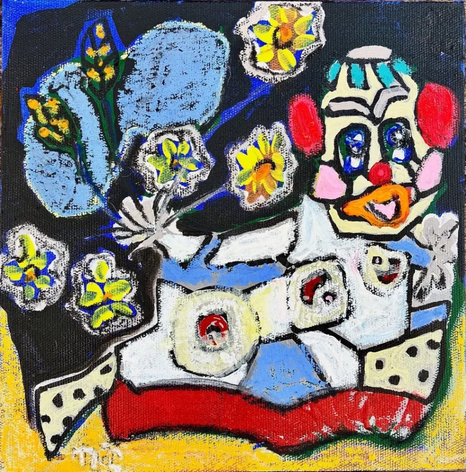 Untitled – 20 X 20 mixed media on canvas, 2025. Painting by Nilüfer Örel.