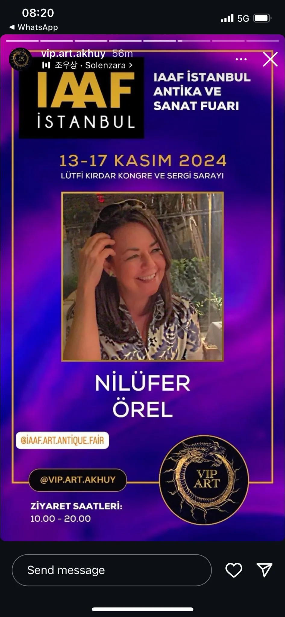 Istanbul art and antique fair Lütfu Kırdar Exhibition Centre — exhibition with paintings by Nilüfer Örel